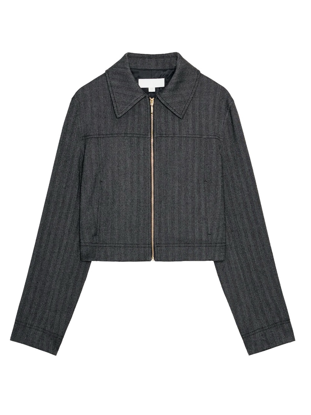 Zara Herringbone Cropped Blazer in Dark Gray NWT Small